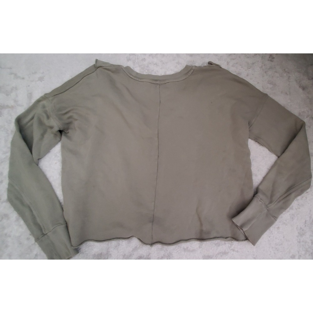 Free People Ruffle Front Sweatshirt Sage Green Raw Hem Pullover Small - Picture 3 of 6